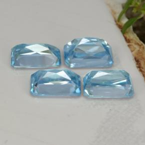 3.73캐럿 천연 블루 지르콘 보석, 에메랄드 컷, 6.2×4 mm, VS