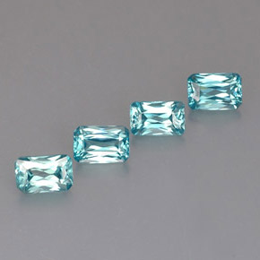 캐럿 천연 블루 지르콘 보석, 에메랄드 컷, 6.1×4 mm, VS