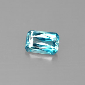 0.78캐럿 천연 블루 지르콘, 에메랄드 컷, 6×4.1 mm, VS