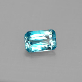 0.78캐럿 천연 블루 지르콘, 에메랄드 컷, 6×4.1 mm, VS