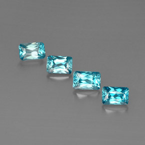 캐럿 천연 블루 지르콘 보석, 에메랄드 컷, 5.9×4.1 mm, VS