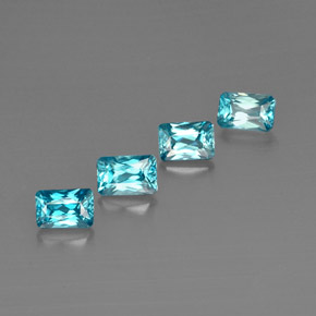 캐럿 천연 블루 지르콘 보석, 에메랄드 컷, 5.9×4.1 mm, VS