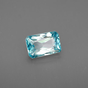 1.53캐럿 천연 블루 지르콘, 에메랄드 컷, 7.2×4.8 mm, VVS-VS