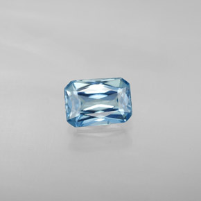 1.30캐럿 천연 블루 지르콘, 에메랄드 컷, 6.8×4.8 mm, VVS-VS