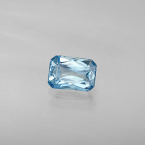 1.30캐럿 천연 블루 지르콘, 에메랄드 컷, 6.8×4.8 mm, VVS-VS