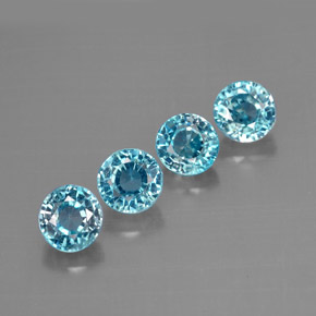 캐럿 천연 블루 지르콘 보석, 라운드 컷, 4.43 mm, VS