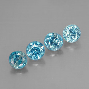 캐럿 천연 블루 지르콘 보석, 라운드 컷, 4.70 mm, VS