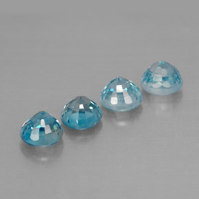 캐럿 천연 블루 지르콘 보석, 라운드 컷, 4.70 mm, VS