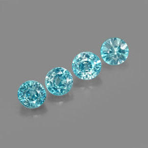 캐럿 천연 블루 지르콘 보석, 라운드 컷, 4.54 mm, VS