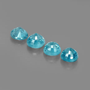 캐럿 천연 블루 지르콘 보석, 라운드 컷, 4.54 mm, VS