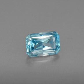 1.39캐럿 천연 블루 지르콘, 에메랄드 컷, 7.3×4.8 mm, VVS