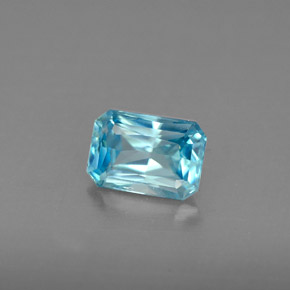 1.39캐럿 천연 블루 지르콘, 에메랄드 컷, 7.3×4.8 mm, VVS