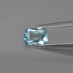 0.99캐럿 천연 블루 지르콘, 에메랄드 컷, 6.6×4.8 mm, VVS