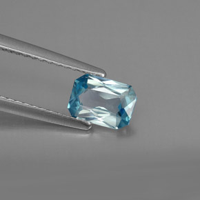 0.99캐럿 천연 블루 지르콘, 에메랄드 컷, 6.6×4.8 mm, VVS