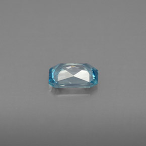 0.99캐럿 천연 블루 지르콘, 에메랄드 컷, 6.6×4.8 mm, VVS