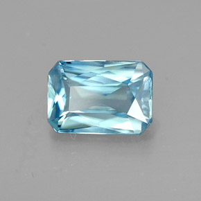 1.20캐럿 천연 블루 지르콘, 에메랄드 컷, 7.1×4.9 mm, VVS