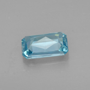 1.20캐럿 천연 블루 지르콘, 에메랄드 컷, 7.1×4.9 mm, VVS