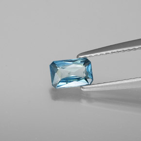 0.66캐럿 천연 블루 지르콘, 에메랄드 컷, 6×4 mm, SI