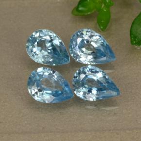 4.14캐럿 천연 블루 지르콘 보석, 배 모양, 7.2×5.1 mm, VVS-VS