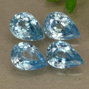 4.14캐럿 천연 블루 지르콘 보석, 배 모양, 7.2×5.1 mm, VVS-VS
