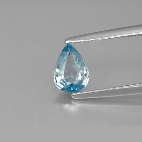 1.03캐럿 천연 블루 지르콘, 배 모양, 7.1×5 mm, VS