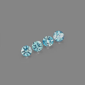 캐럿 천연 블루 지르콘 보석, 라운드 컷, 4.88 mm, VVS-VS