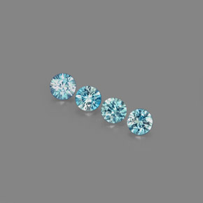 캐럿 천연 블루 지르콘 보석, 라운드 컷, 4.88 mm, VVS-VS