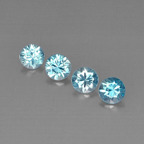 캐럿 천연 블루 지르콘 보석, 라운드 컷, 4.80 mm, VVS-VS