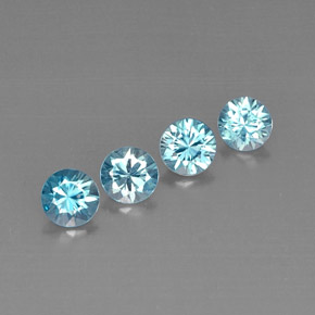 캐럿 천연 블루 지르콘 보석, 라운드 컷, 4.80 mm, VVS-VS