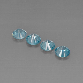 캐럿 천연 블루 지르콘 보석, 라운드 컷, 4.80 mm, VVS-VS