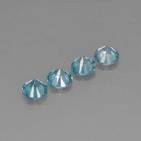 캐럿 천연 블루 지르콘 보석, 라운드 컷, 5.05 mm, VVS-VS