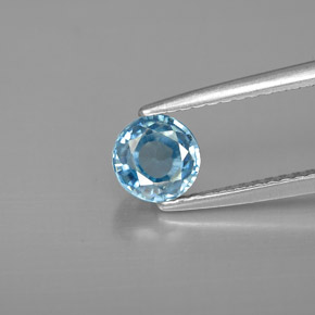 1.17캐럿 천연 블루 지르콘, 라운드 컷, 5.37 mm, VVS-VS