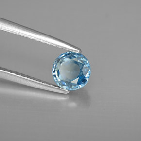 1.17캐럿 천연 블루 지르콘, 라운드 컷, 5.37 mm, VVS-VS
