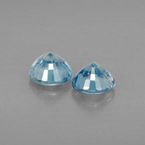캐럿 천연 블루 지르콘 보석, 라운드 컷, 5.35 mm, VVS-VS