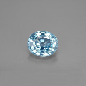 1.80캐럿 천연 블루 지르콘, 타원형 컷, 7.3×6.2 mm, VVS
