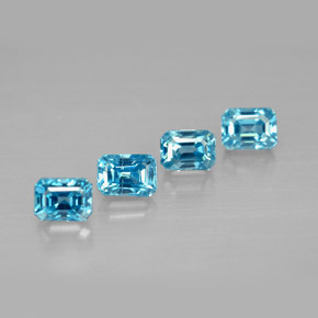 캐럿 천연 블루 지르콘 보석, 에메랄드 컷, 4.2×3 mm, VVS