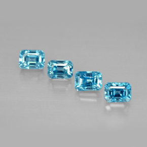 캐럿 천연 블루 지르콘 보석, 에메랄드 컷, 4.2×3 mm, VVS