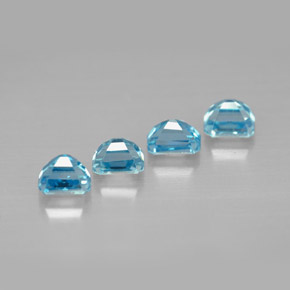 캐럿 천연 블루 지르콘 보석, 에메랄드 컷, 4.2×3 mm, VVS