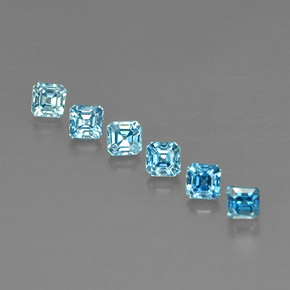 캐럿 천연 블루 지르콘 보석, 에메랄드 컷, 3.3×3.3 mm, VVS