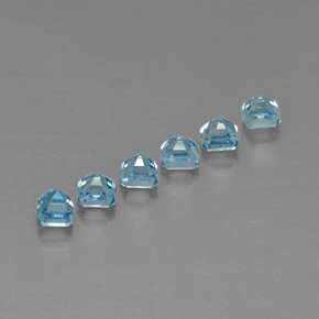 캐럿 천연 블루 지르콘 보석, 에메랄드 컷, 3.3×3.3 mm, VVS