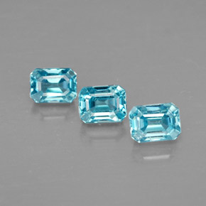 캐럿 천연 블루 지르콘 보석, 에메랄드 컷, 3.8×2.9 mm, VVS
