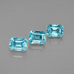 캐럿 천연 블루 지르콘 보석, 에메랄드 컷, 3.8×2.9 mm, VVS