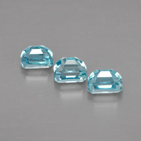 캐럿 천연 블루 지르콘 보석, 에메랄드 컷, 3.8×2.9 mm, VVS