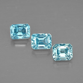 캐럿 천연 블루 지르콘 보석, 에메랄드 컷, 3.9×3.3 mm, VVS