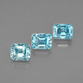 캐럿 천연 블루 지르콘 보석, 에메랄드 컷, 3.9×3.3 mm, VVS