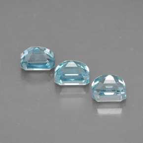 캐럿 천연 블루 지르콘 보석, 에메랄드 컷, 3.9×3.3 mm, VVS