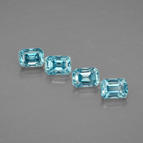 캐럿 천연 블루 지르콘 보석, 에메랄드 컷, 4.1×2.9 mm, VVS