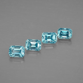 캐럿 천연 블루 지르콘 보석, 에메랄드 컷, 4.1×2.9 mm, VVS
