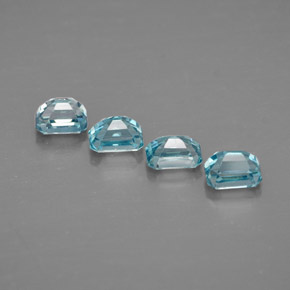 캐럿 천연 블루 지르콘 보석, 에메랄드 컷, 4.1×2.9 mm, VVS