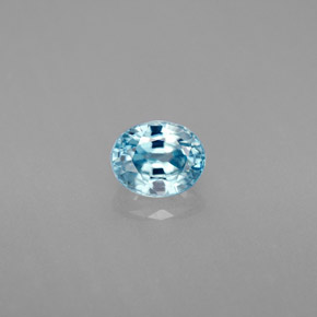 1.27캐럿 천연 블루 지르콘, 타원형 컷, 6.2×5.1 mm, VVS